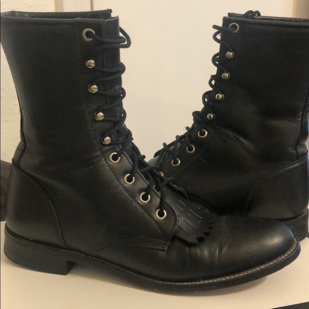 Authentic leather Justin combat boots vintage
